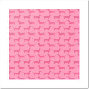 Dachshund Double Pink Pattern Posters and Art